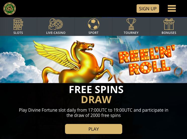 Home page of Riobet casino site