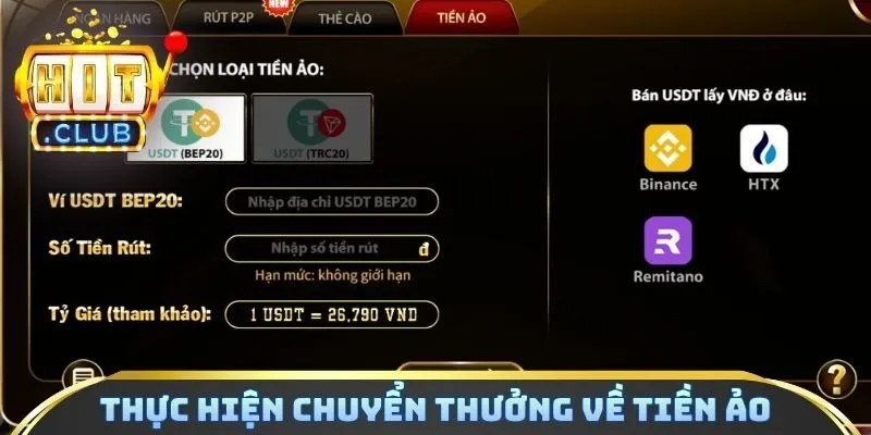 Thực hiện chuyển thưởng về ví tiền ảo